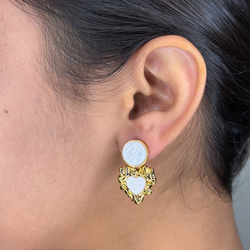18K Gold Plated Heart Shape Pearl Accent Earring-Modern & Chic