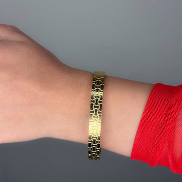 18K Gold Plated Geometric Gold-ToneCuff Bracelet