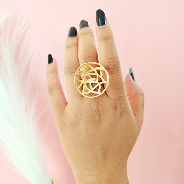 Handmade Brass Round Maze Ring