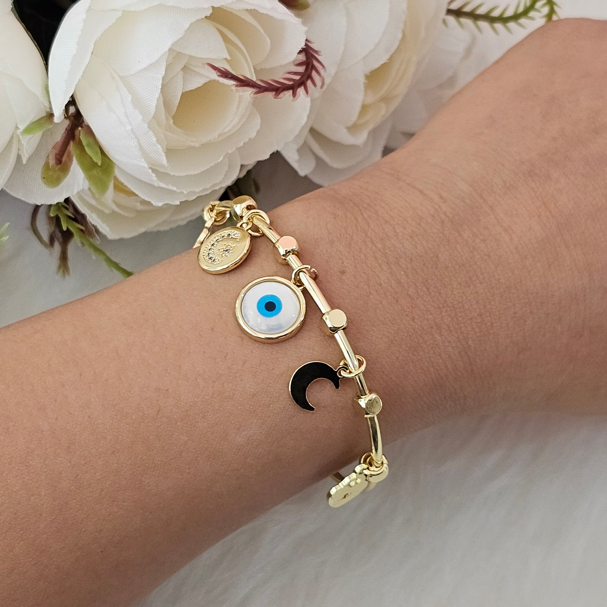 14K Micro-Gold Plated Cosmic Evil-Eye Bracelet