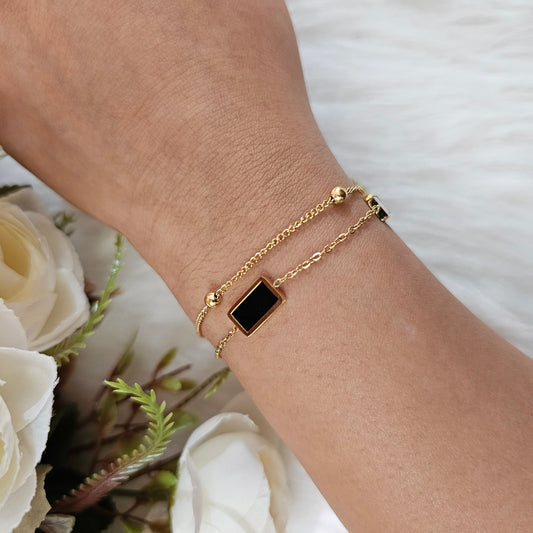 18K Micro-Gold Plated Checkered Bracelet