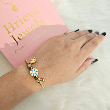 18K Micro-Gold Plated Clover Eye of Providence Bracelet