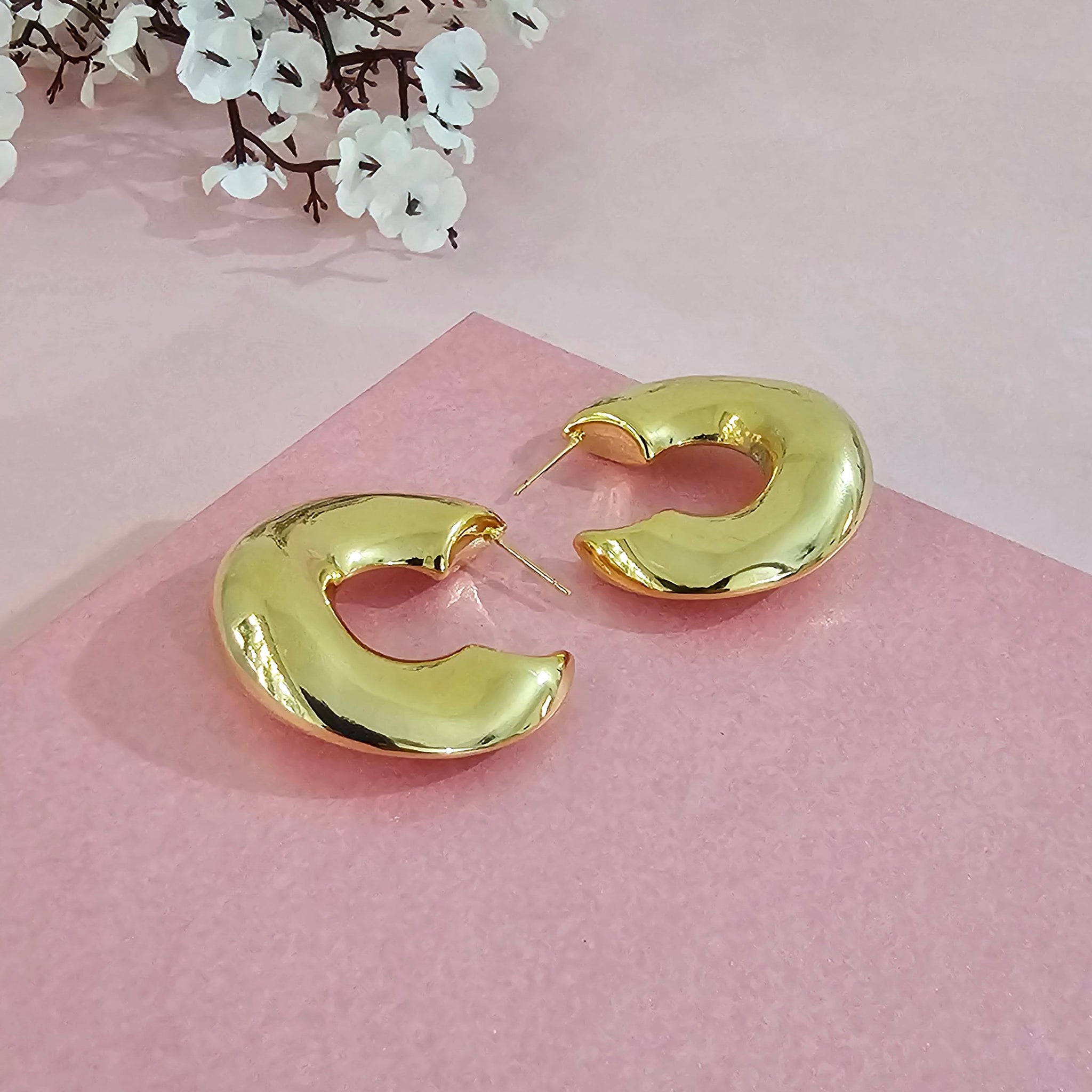 18K Micro-Gold Plated Chunky Gold Hoop Earrings