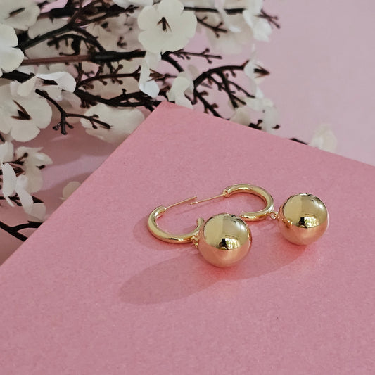 18K Micro-Gold Plated Playful Double Ball Hoop Earrings