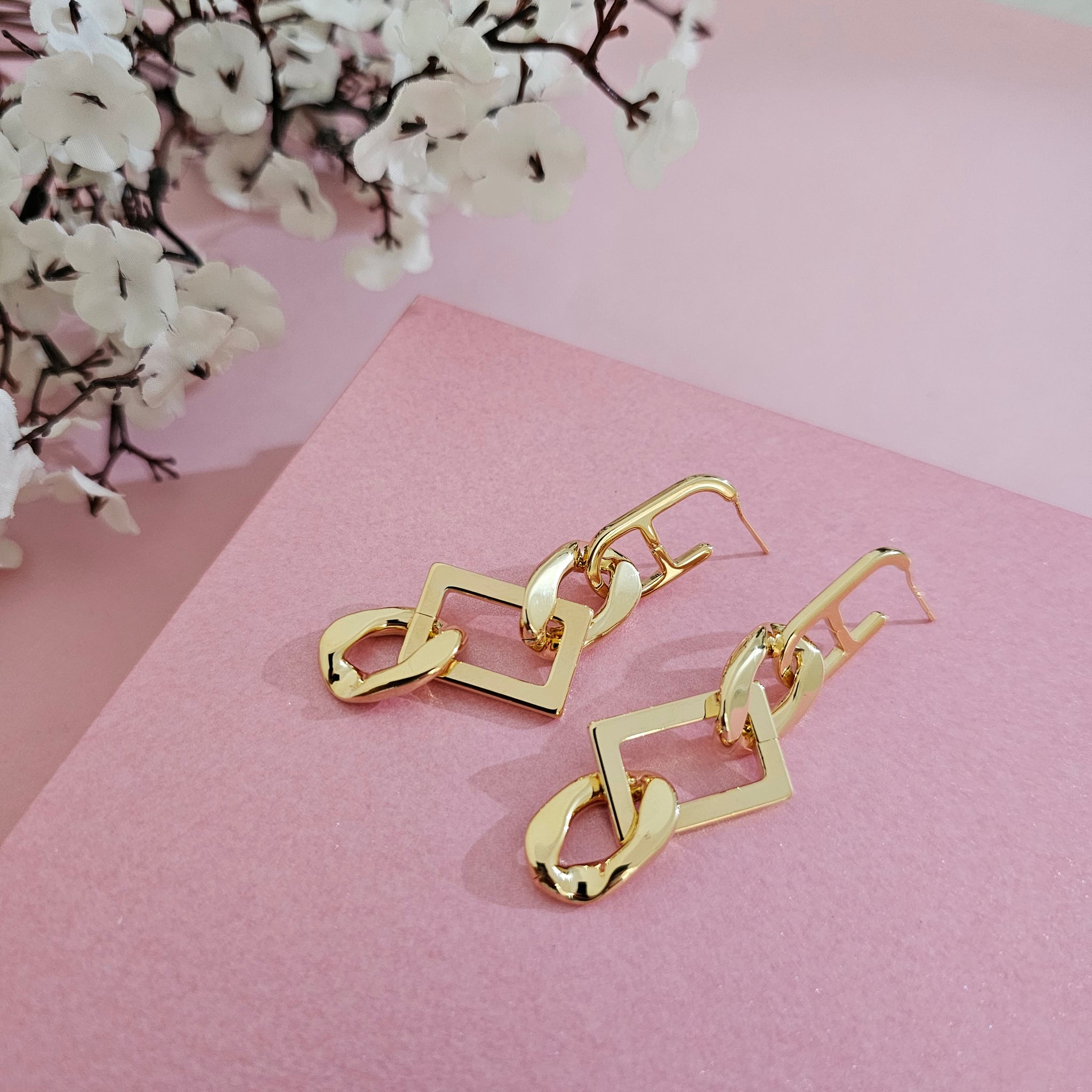 18K Micro-Gold Plated Chain Earrings