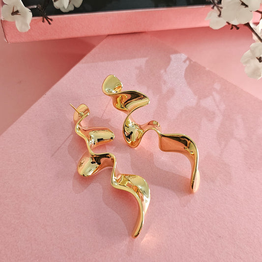 18K Micro-Gold Plated Golden Flourish Earrings