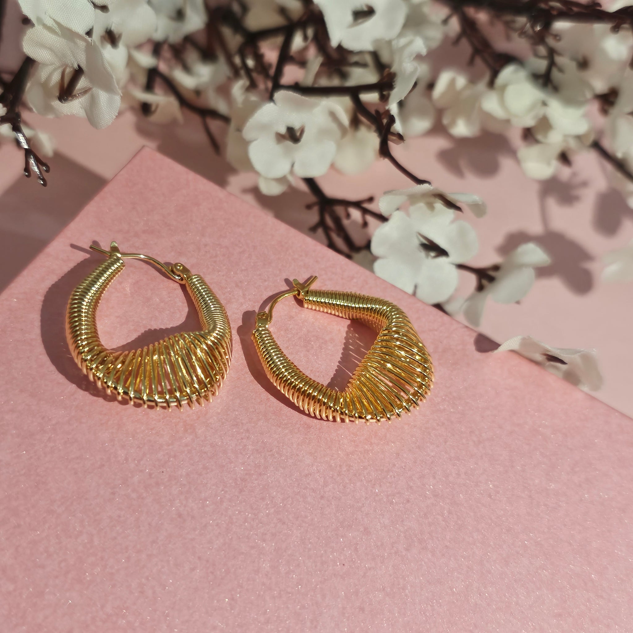 18K Micro-Gold Plated Sunbeam Spiral Hoop Earrings