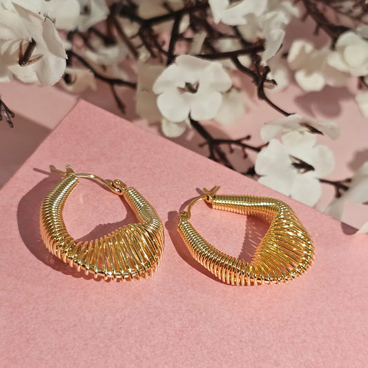 18K Micro-Gold Plated Sunbeam Spiral Hoop Earrings