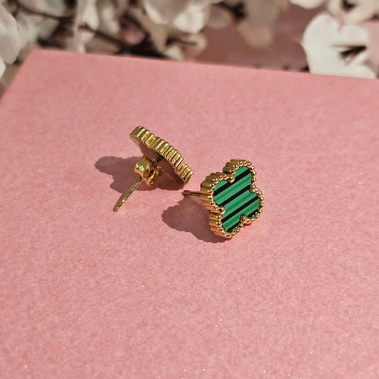 18K Micro-Gold Plated Green Clover Studs