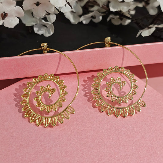 18K Micro-Gold Plated Spiral Long Earrings