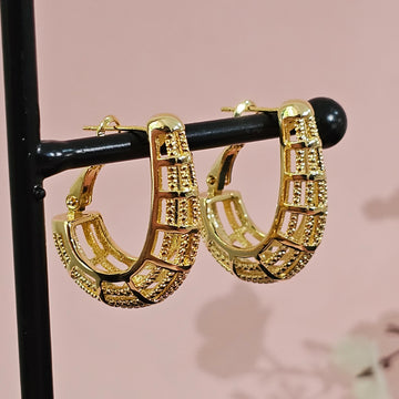 18K Micro-Gold Plated Half Gold Hoop