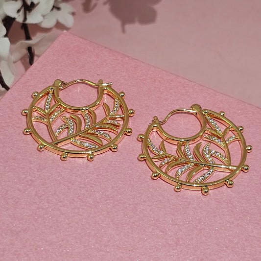 18K Micro-Gold Plated Leaf Hoops