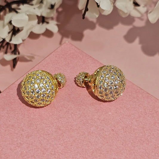 18K Micro-Gold Plated Two-way Rounded Studs