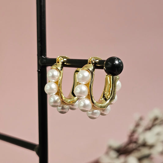 18K Micro-Gold Plated Pearl Hoops