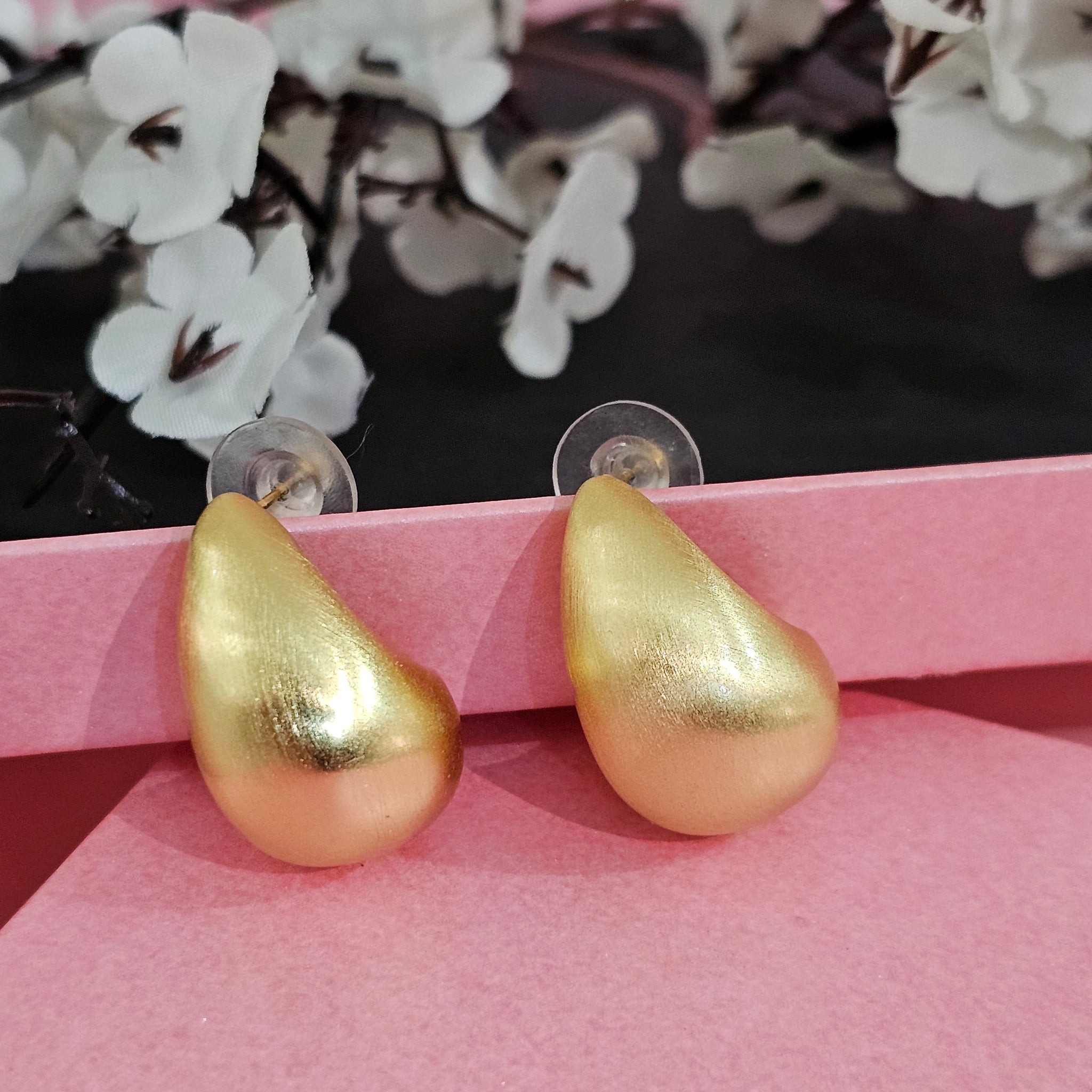 18K Micro-Gold Plated Pear Shape Studs