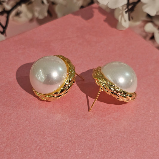 18K Micro-Gold Plated Gilded Pearls Earrings