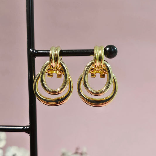 18K Micro-Gold Plated Art Deco Hoop Earrings