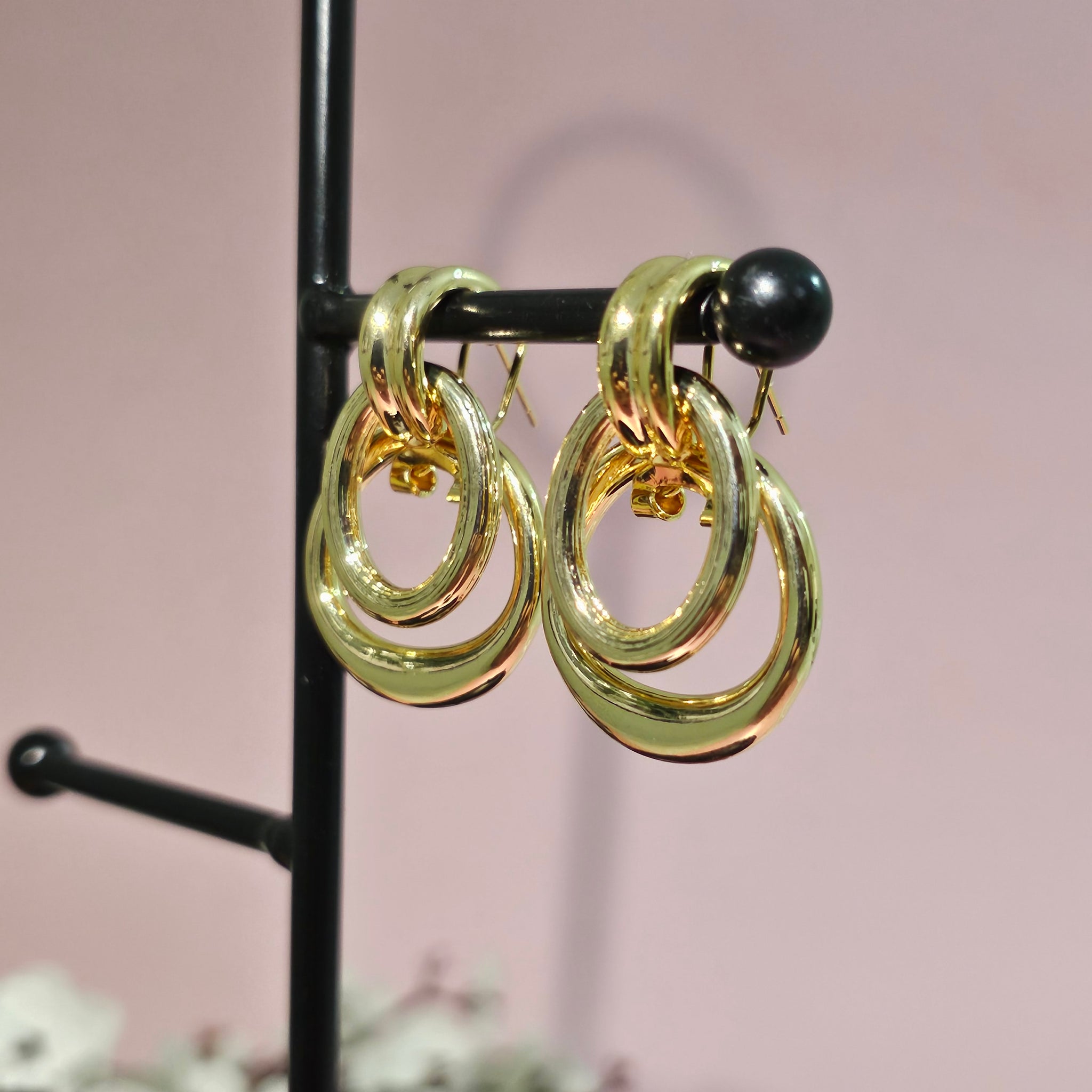 18K Micro-Gold Plated Art Deco Hoop Earrings