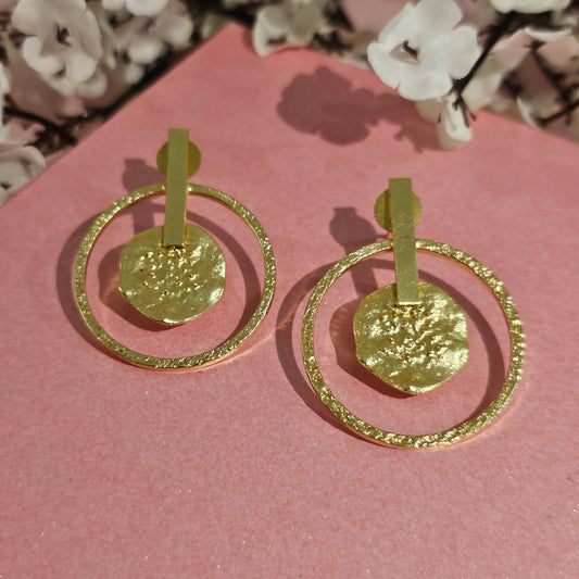 Handmade Brass Round Hammered Earings