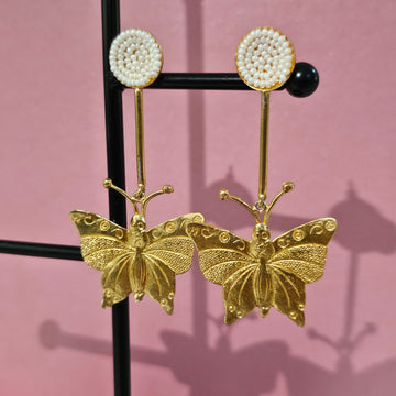 Handmade Brass Butterfly Hanging Earings
