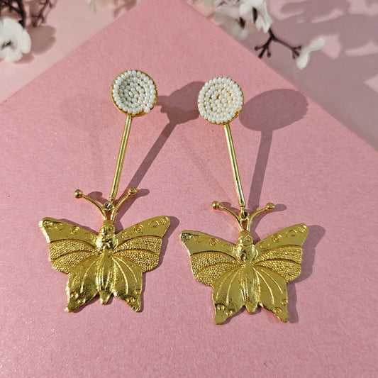 Handmade Brass Butterfly Hanging Earings