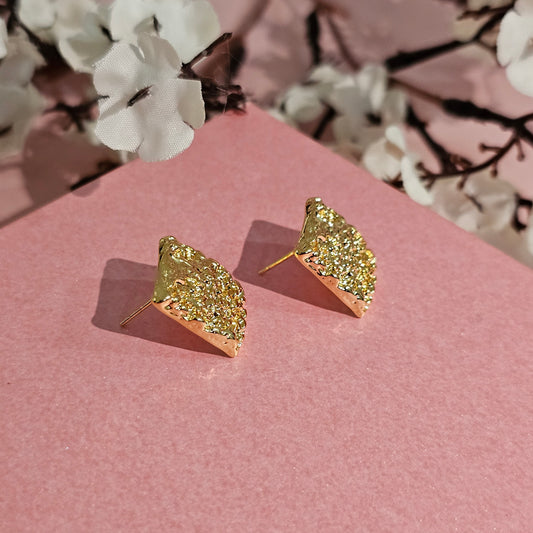 18K Micro-Gold Plated Hammered Square Earring