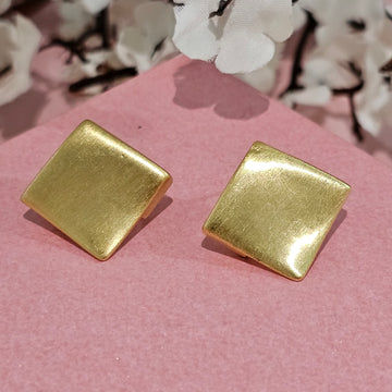 18K Micro-Gold Plated Square Matte Earrings