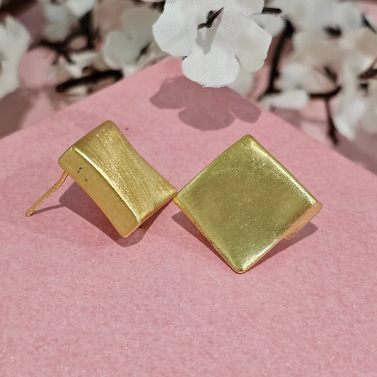 18K Micro-Gold Plated Square Matte Earrings