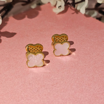 18K Micro-Gold Plated Clover Gold Studs