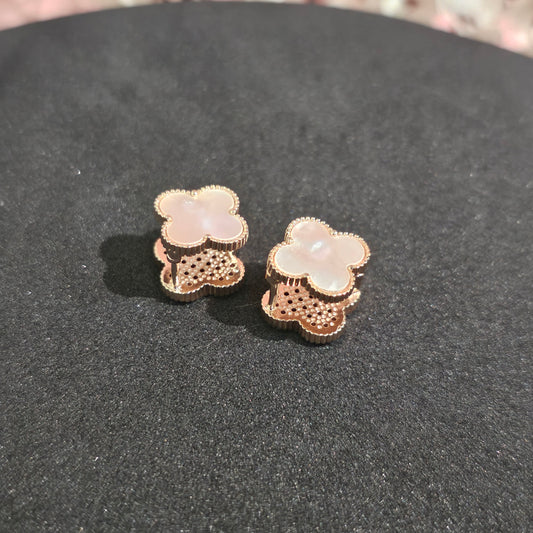 14K Micro- Rose Gold Plated Clover Rose Gold Studs