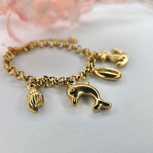 18K Micro-Gold Plated Seafarer's Gold Charm Bracelet