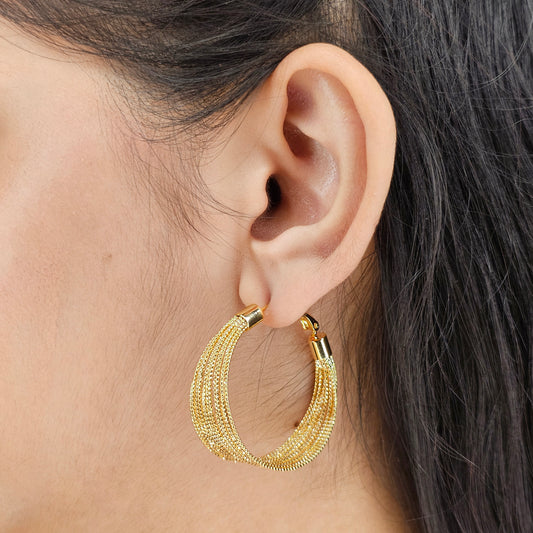 18K Micro-Gold Plated Shimmering Hoops Earring