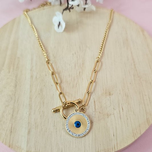 18K Micro-Gold Plated Azure Eye of Protection Necklace