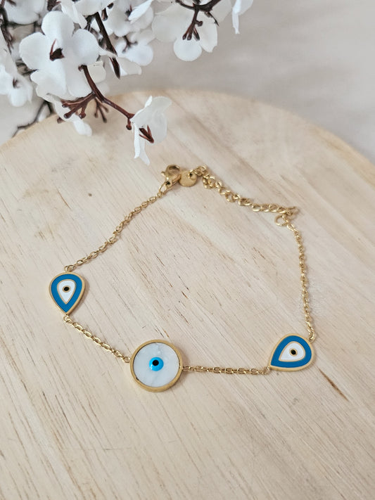 18K Micro-gold Plated Beaded Evil Eye Bracelet