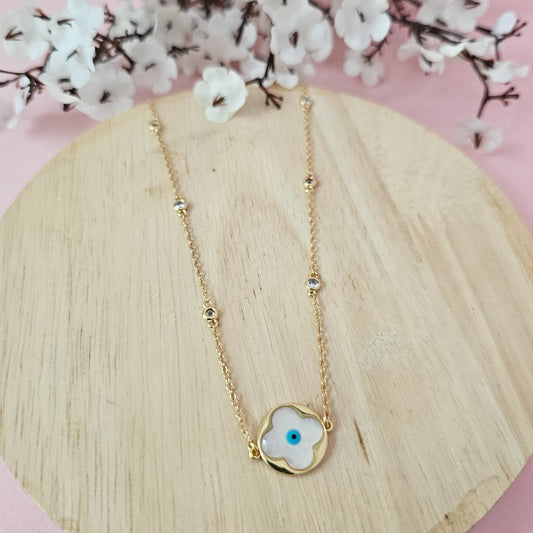 18K Micro-Gold Plated Clover Evil-Eye Necklace