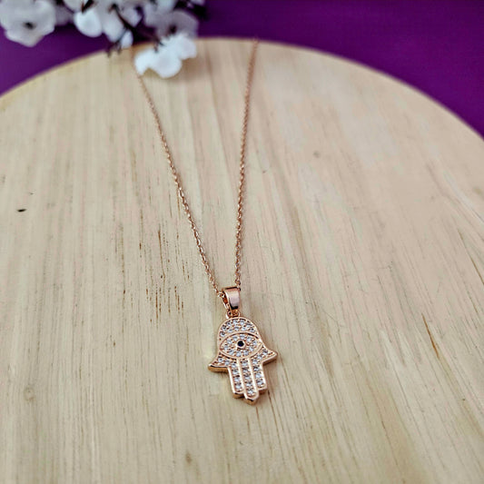 14K Micro Rose-Gold Plated Delicate Hamsa Pendant