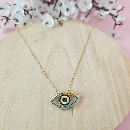 18K Micro-Gold Plated Evil- Eye Pendant (Large)