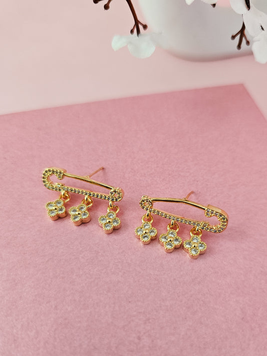 18K Micro-Gold Plated Safety Pin Earrings