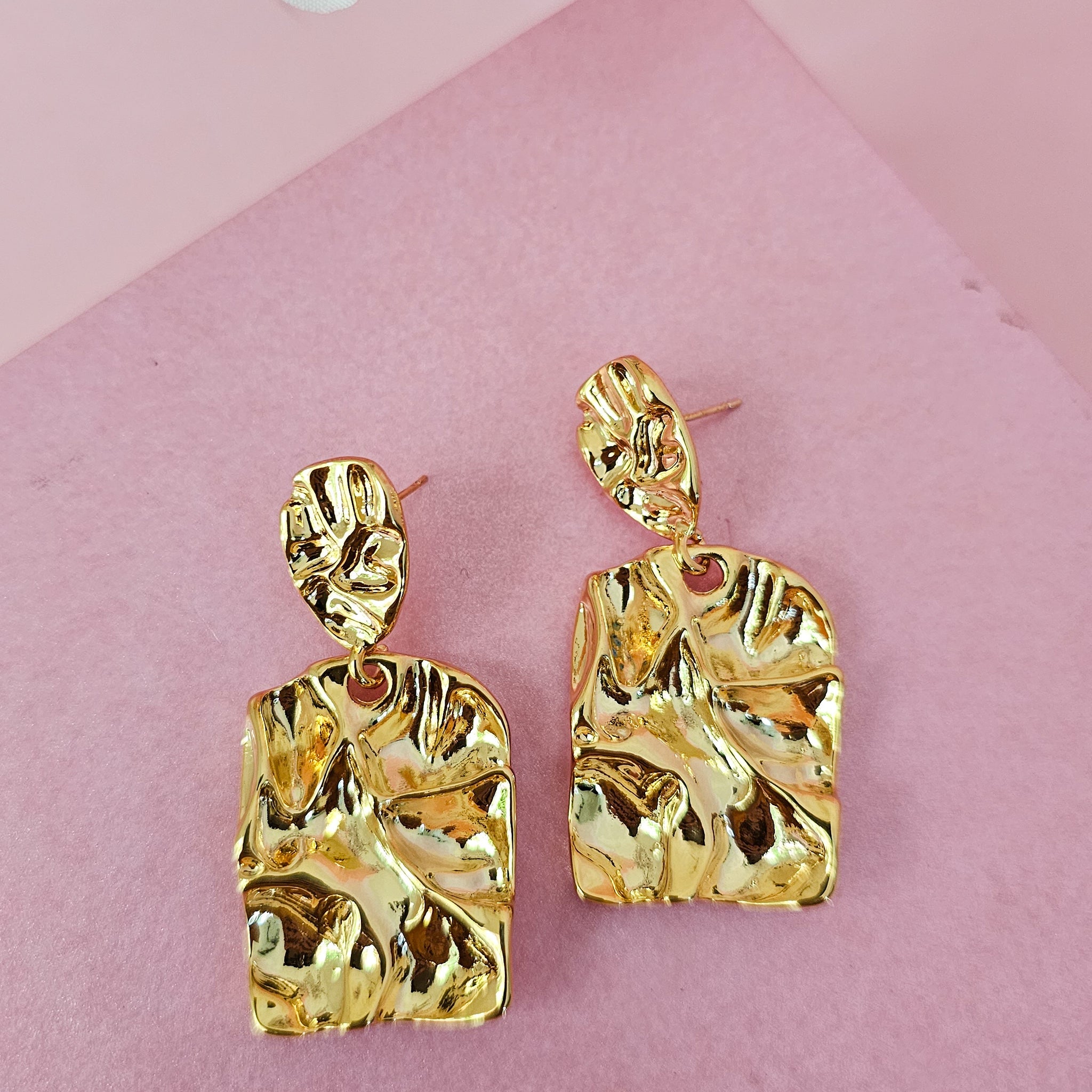 18K Micro-Gold Plated Hammered Earrings