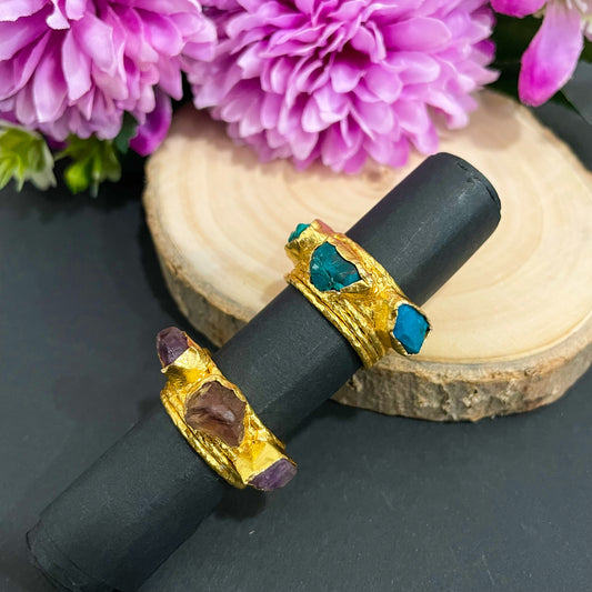 Handmade Brass Natural Stone Rings