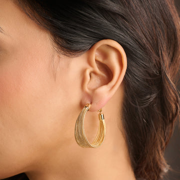 18K Micro-Gold Plated Shimmering Hoops Earring