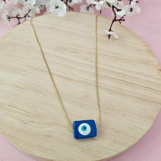 18K Micro-Gold Plated Square Evil-Eye Pendant