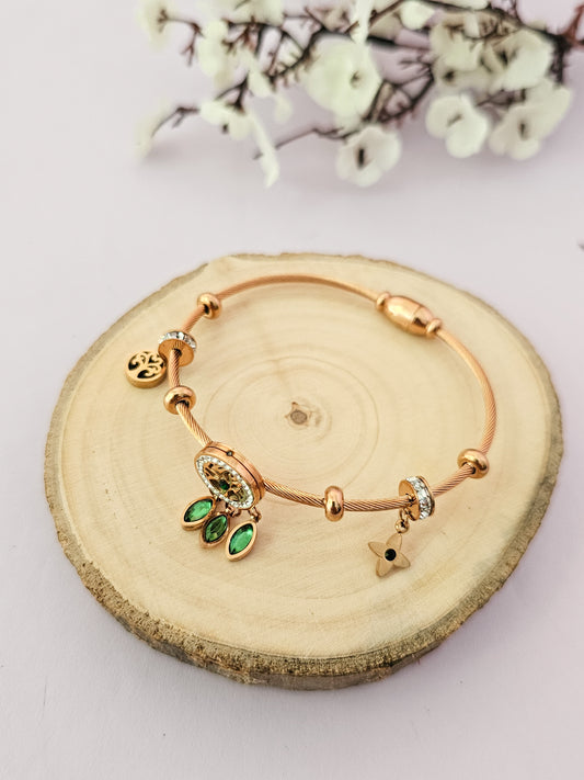 14K Micro-Gold Plated Verdant Emerald Bracelet