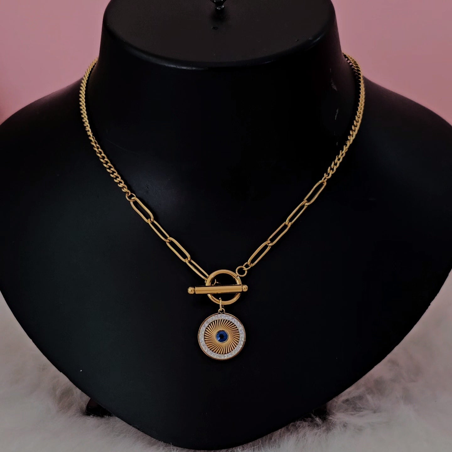 18K Micro-Gold Plated Azure Eye of Protection Necklace