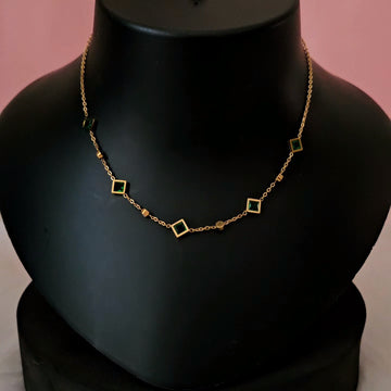 18K Micro-Gold Plated Green Geometric Link Chain